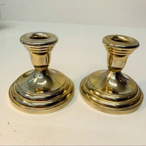 Vintage Candle Holders FB Rogers Pair‎ Heavy Silver Plated Japan Patina